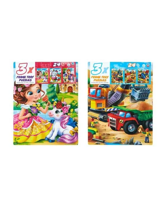 Puzzle de plateau de 24 pièces 3 x cadre - Assortiment
