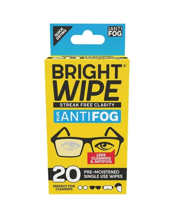 Wipes de nettoyage des lentilles anti-fog Brightwipe 20 Pack