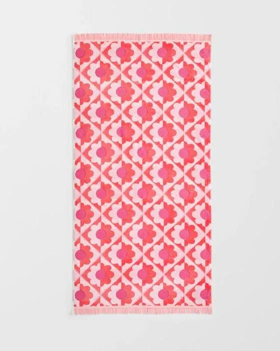 Cible Enfants Daisy Velour Jacquard Australien Cotton Beach Serviette - Rose