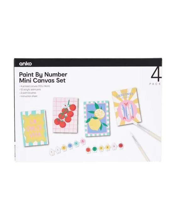 4 Pack Peinture par Nombres Mini Toile Set - Méditerranée côtière