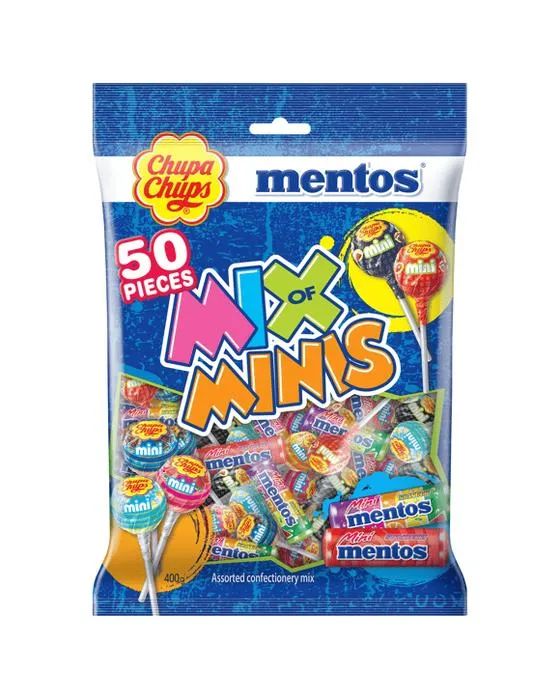 50 pièces Chupa Chups Mentos Mélange de Minis Sac 400g