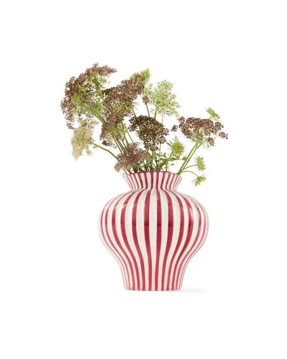 Vase en céramique à rayures rouges