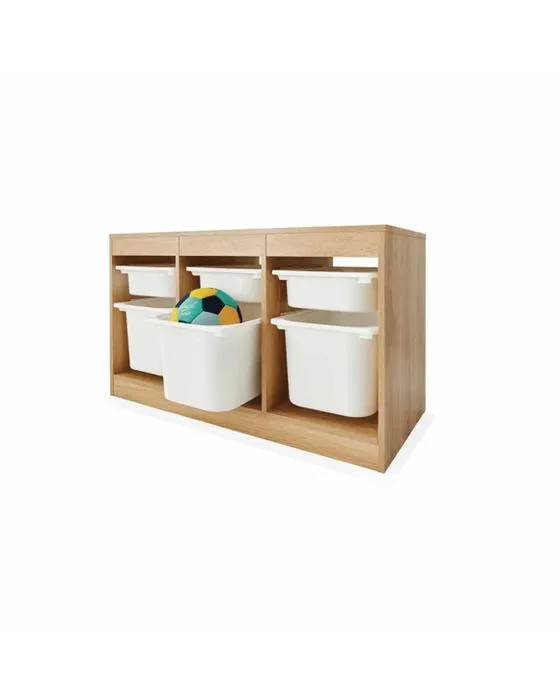 Unité de rangement pour enfants avec 6 Tubes - Oak Look