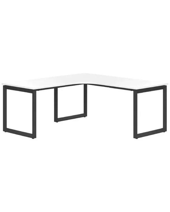 Stilford S2 V1 Radius Corner Workstation 1800mm Blanc/Noir Bureaux, tables et postes de travail