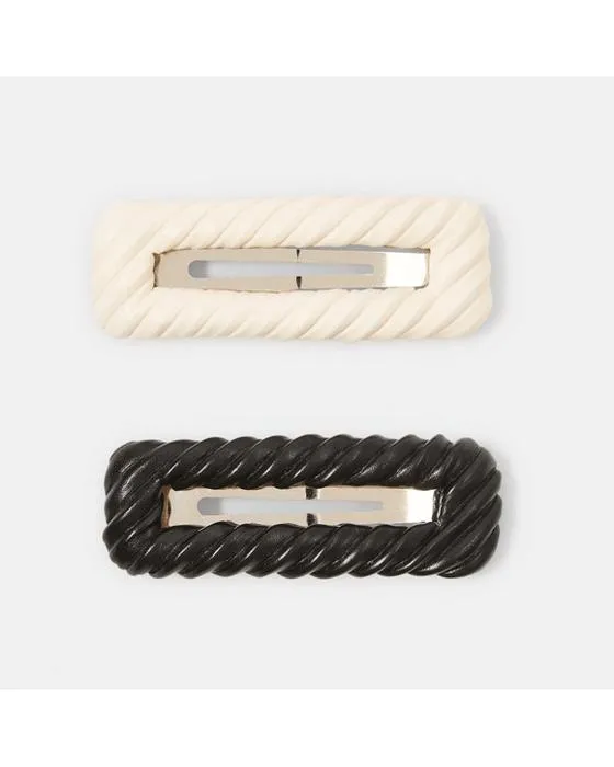 2 Pack noir faux cuir snap cheveux clip