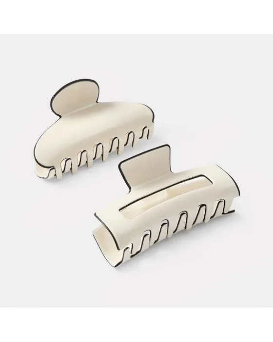 2 Pack Contraste Hair Clips - Beige