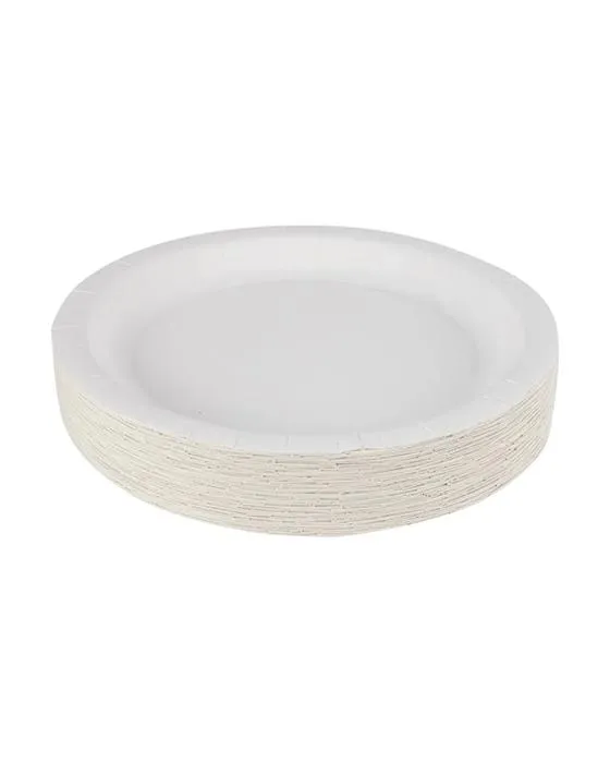 Plaques de papier rond blanc de 50 pièces