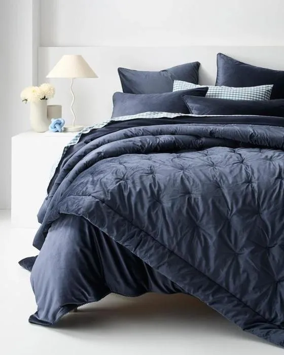 Cible Velvet Couvercle - lit Queen - Bleu
