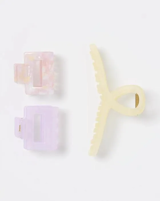 Paquet de 3 clips de cheveux de pinces pastel