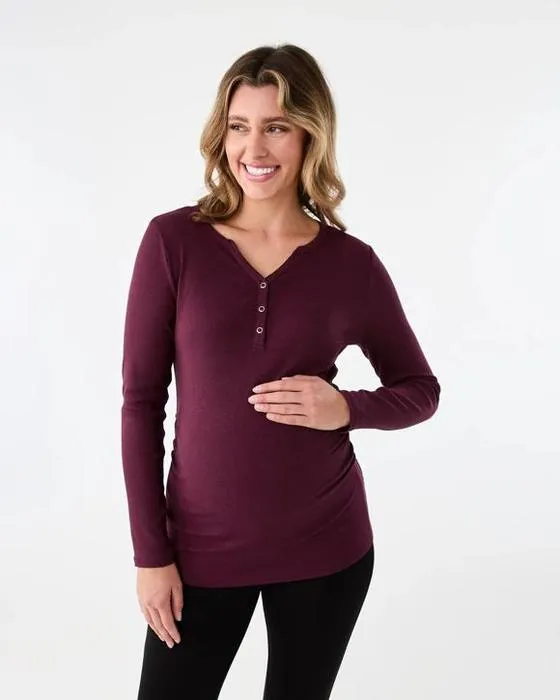 Maternité Manches longues Henley Top Nourriture