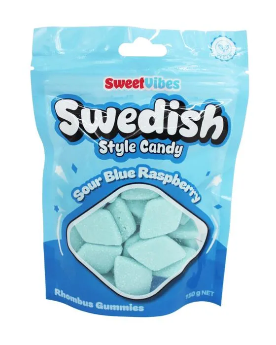 Sweet Vibes Suédois style candy Rhombus Gummies 150g - Bleu Sour framboise