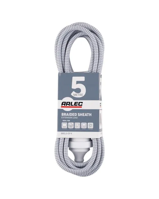 5m Arlec Plomb de rallonge de gaine tressée - Gris