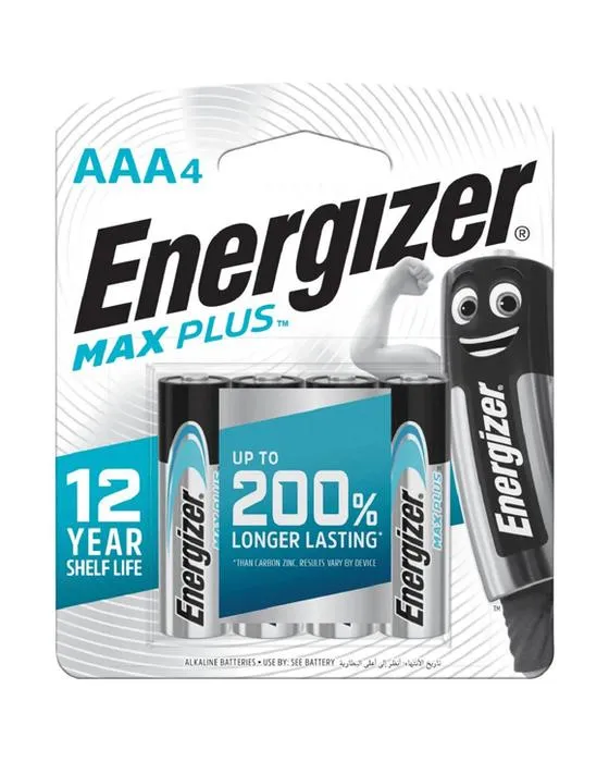 Energizer MAX Plus AAA Alkaline Batteries 4 Pack
