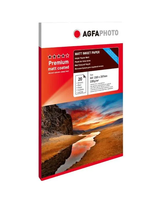 AGFA A4 Mat double face papier photo jet d'encre 220gsm 20 Pack