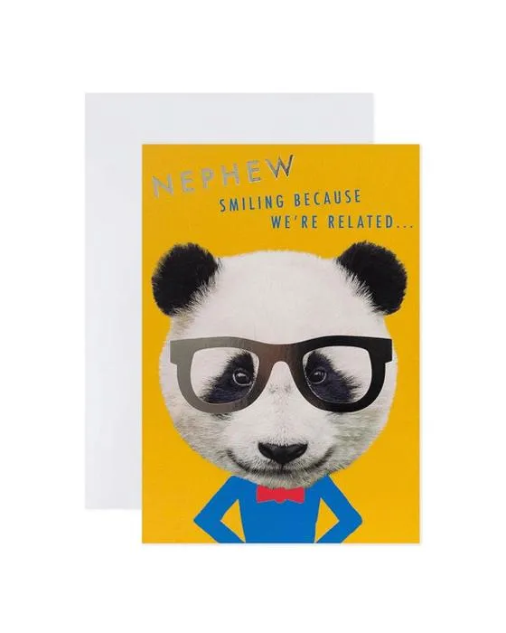 Connexions de la Carte d'anniversaire Hallmark pour Nephew - Panda avec des lunettes