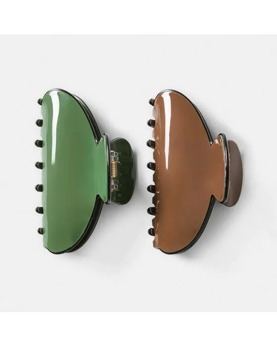 2 Pack de clips de cheveux contrastés bruns et verts
