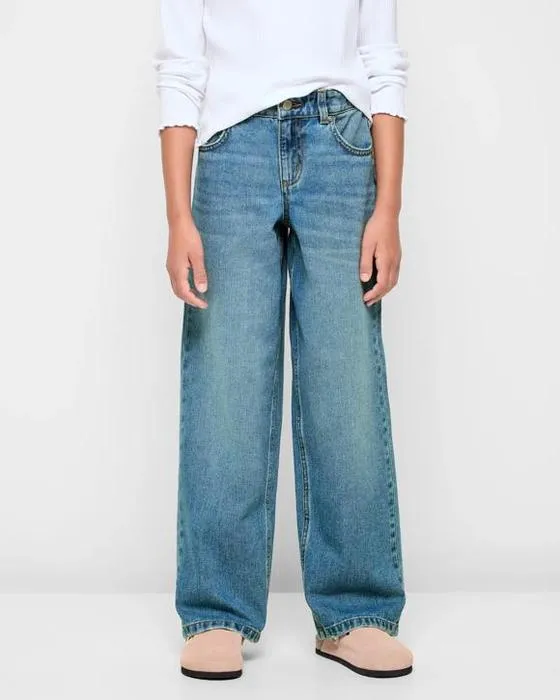 Jeans denim à jambes larges