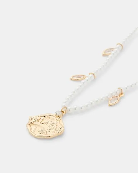Collier de charme perle - Ton doré