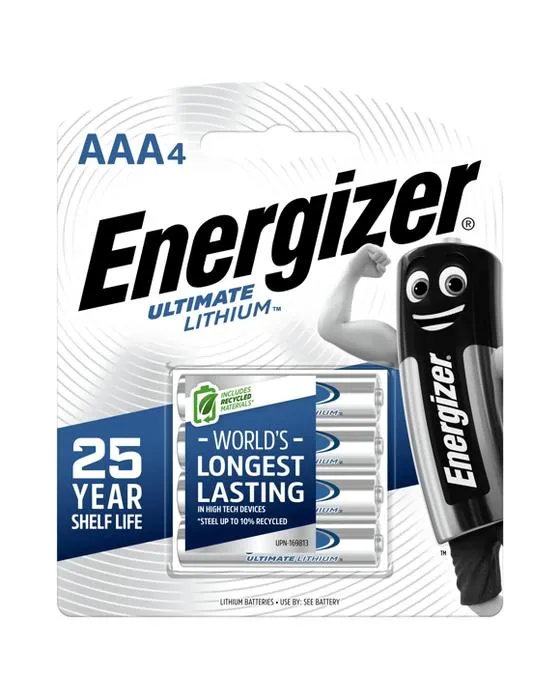 Batteries Lithium AAA ultimes 4 Pack Energizer