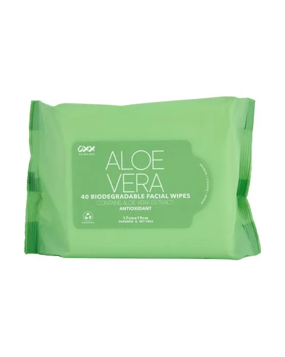 OXX Skincare 40 Pack Wipes visage anti-oxydant biodégradables - Aloe Vera