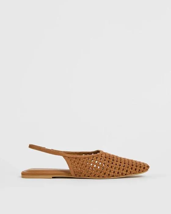 Cible femme pointée Sling retour Weave Ballet Flats