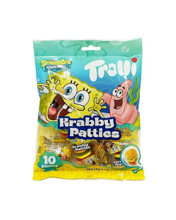10 pièces Trolli ÉpongeBob SquarePantoufles Krabby Patties 90g