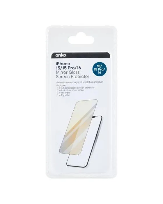 Protection d'écran en verre miroir Pro/16 pour iPhone 15/15