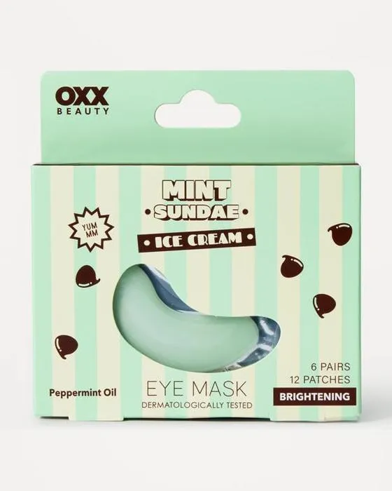 Masque à oeil à la crème glacée OXX Beauty 12 pièces à la menthe Sundae - Extrait de menthe poivrée