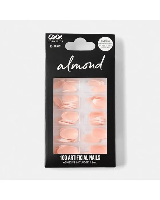 OXX Cosmétiques 100 Packs de ongles artificiels avec adhésif - Forme amande, Conseil français