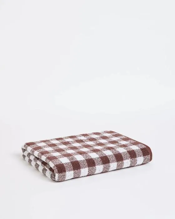 Cible Georgie Australian Cotton Gingham Bath Sheet - Brown