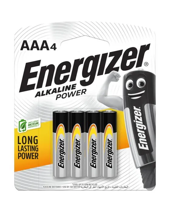 4 Pack Energizer Power AAA Piles Alcaline