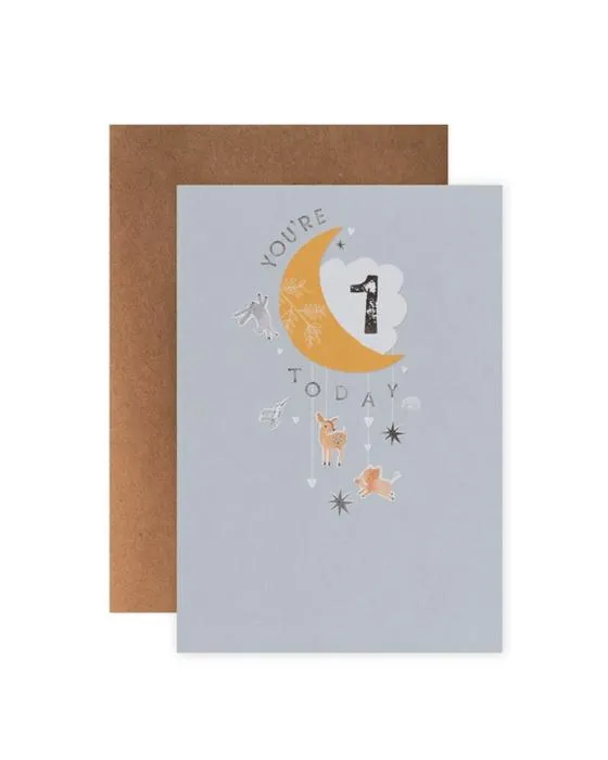 Connexions de la Carte de 1er anniversaire de Hallmark - Woodland Moon Mobile