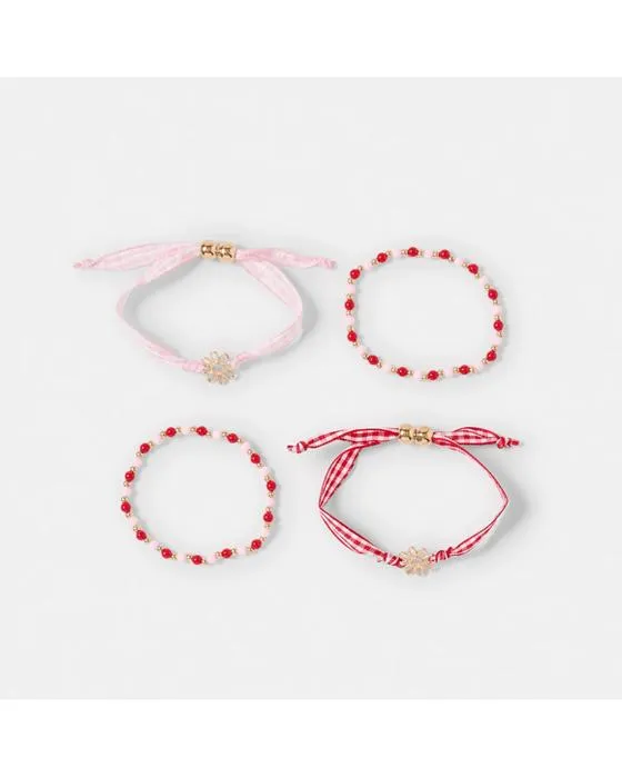 Bracelets de fleurs 4 packs - Tonor, Rose, Rouge et Blanc