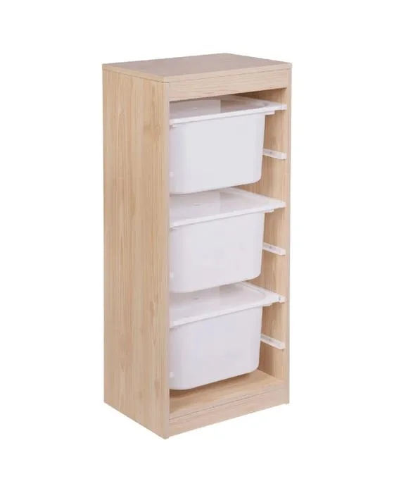 Unité de stockage Kadink Tall avec 3 grandes tubes et des lids Chêne