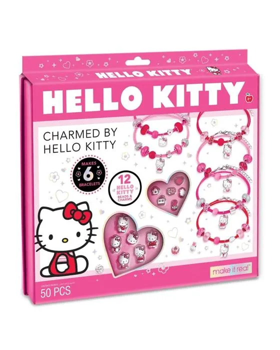 50 pièces faire en vrai Hello Kitty Perles et Charm Set