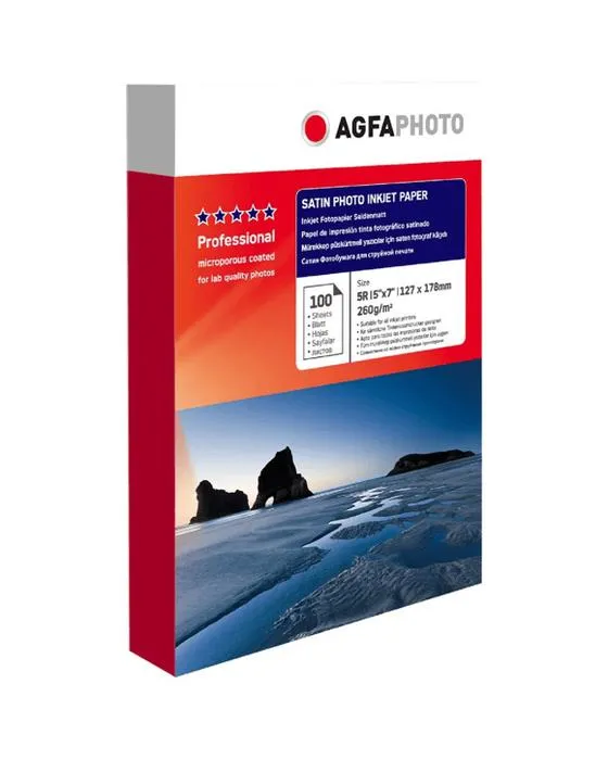 AGFA 5 x 7" Satin Photo papier jet d'encre 260gsm 100 Pack
