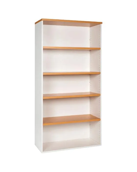 Velocity 1800mm Bibliothèque Beeche dorée et étagères blanches Maison Bureau stockage
