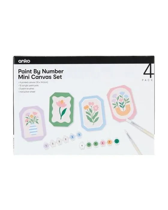 4 Pack de peinture par nombres Mini Toile Set - Bloom Core