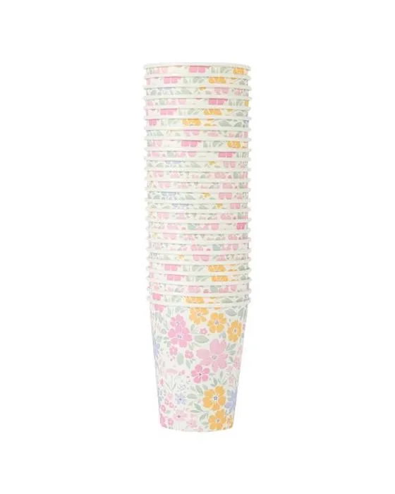 24 Pack de tasses en papier floral