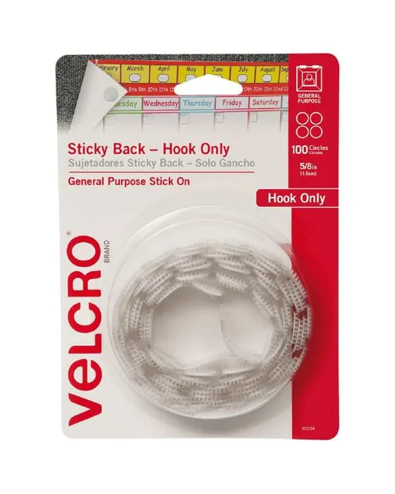 VELCRO Crochet seulement points 16mm 100 Pack blanc
