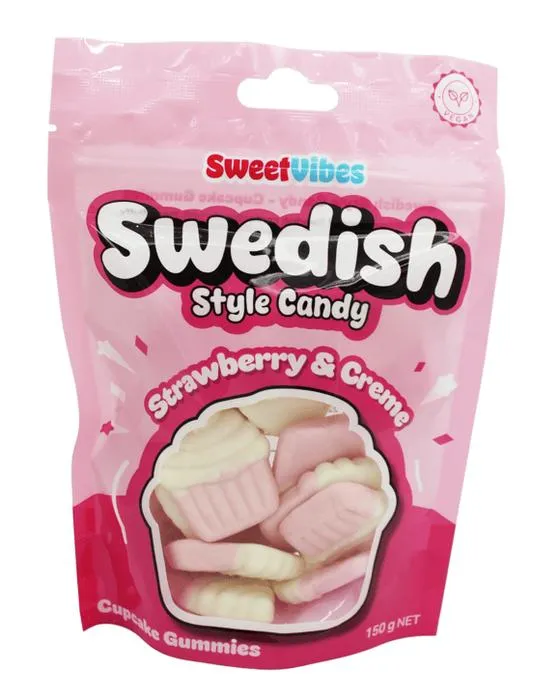 Sweet Vibes Suédois style Cupcake Gummies 150g - Fraise et crème