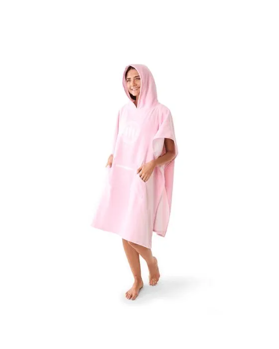 Serviette de plage à capuche pour adulte en coton - rose
