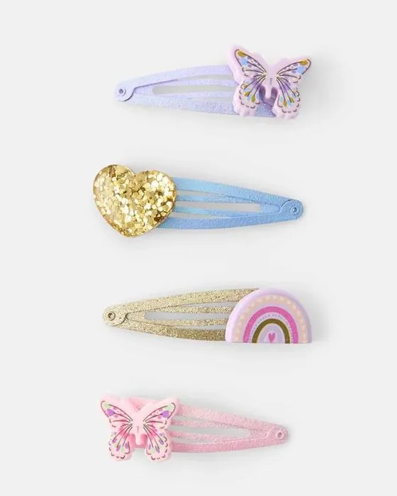 4 Pack clips cheveux à snaps papillon
