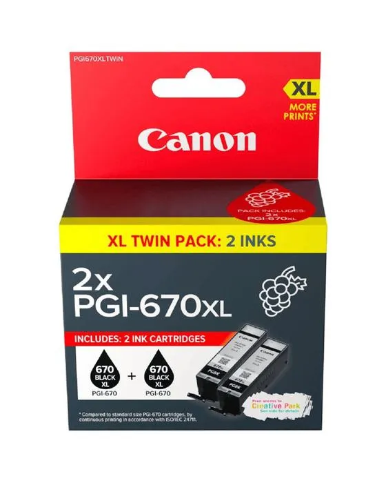 Canon 670XL Cartouche d'encre Twin Pack noir