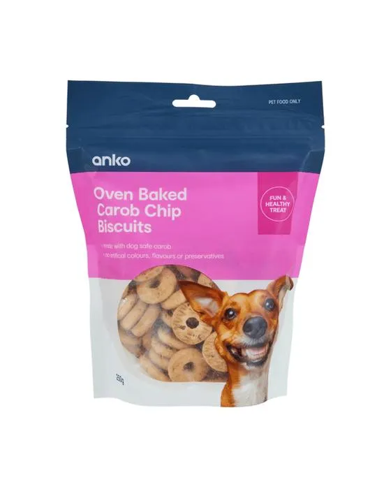 Biscuits de croustilles de caroube de caroube de traite pour animaux de compagnie