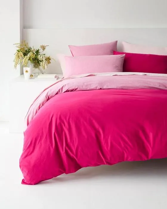 Ensemble de couverture de matelas à la pierre en coton Arlo - Lit double - Rose