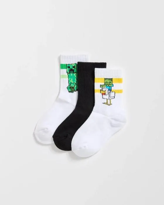 Chaussettes d'équipage de Minecraft 3 Pack