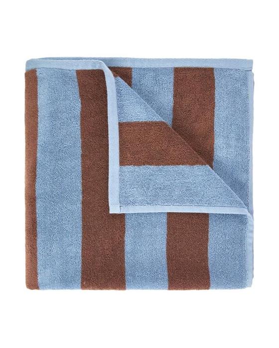 Serviette de bain en coton rayé - marron