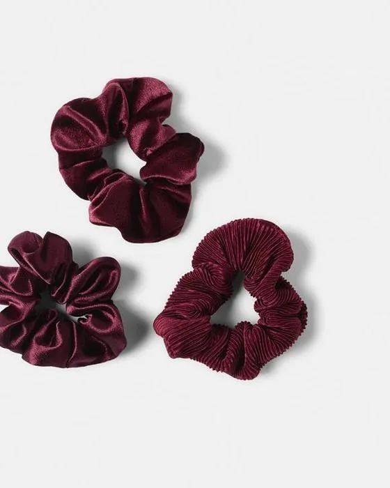 3 Packs de Textured cheveux crunchies - Maroon