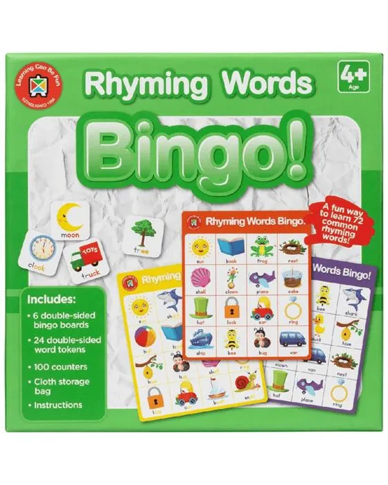 Apprendre peut être amusant Rhyming mots Bingo